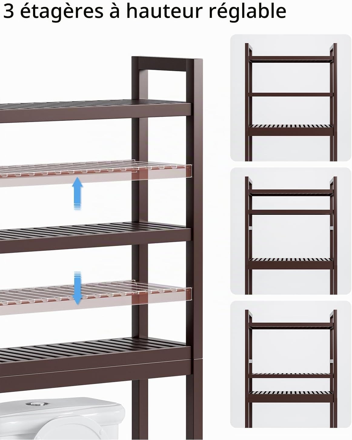 Space-Saving Bamboo Over-Toilet Storage Organizer