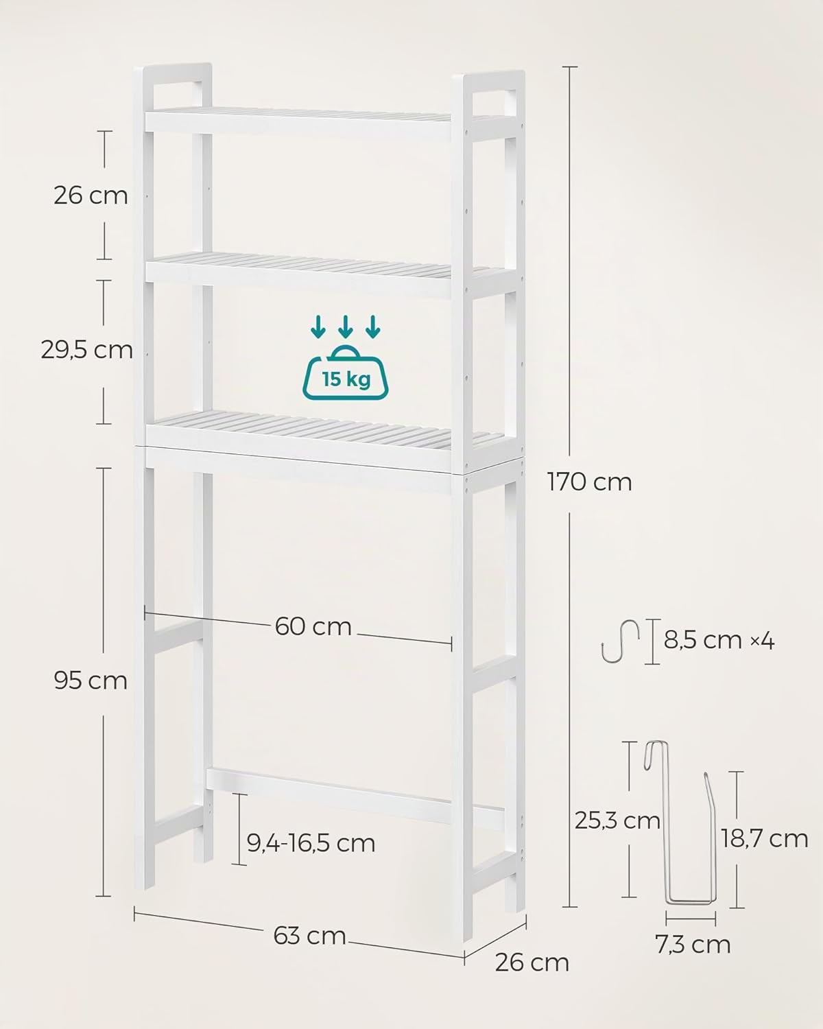 Adjustable Bamboo Toilet Storage Shelf