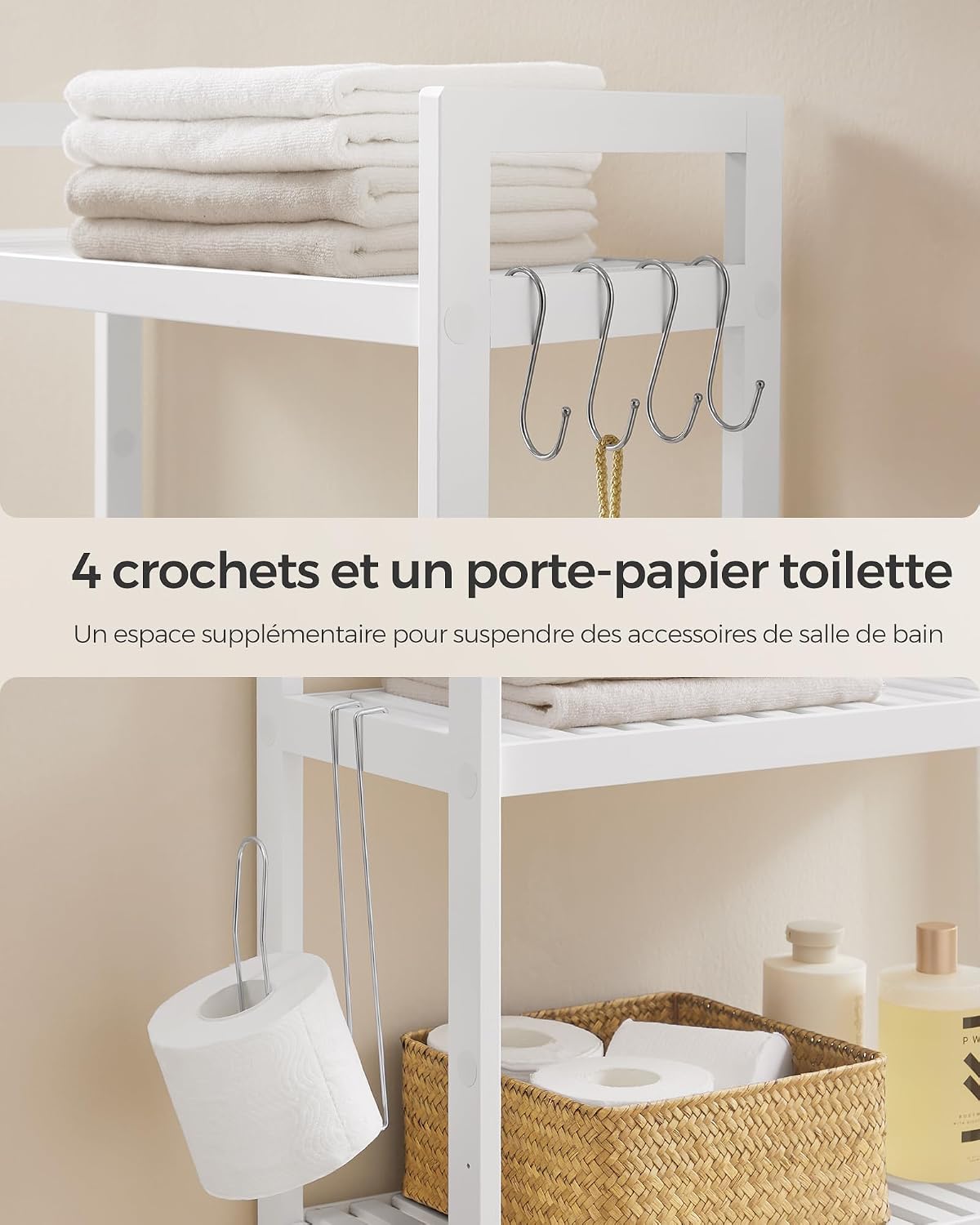 Adjustable Bamboo Toilet Storage Shelf