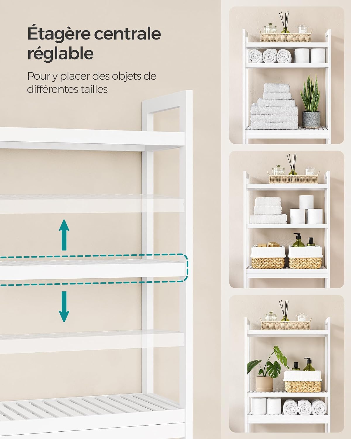 Adjustable Bamboo Toilet Storage Shelf