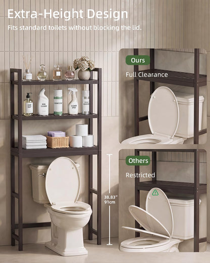 Space-Saving Bamboo Over-Toilet Storage Organizer